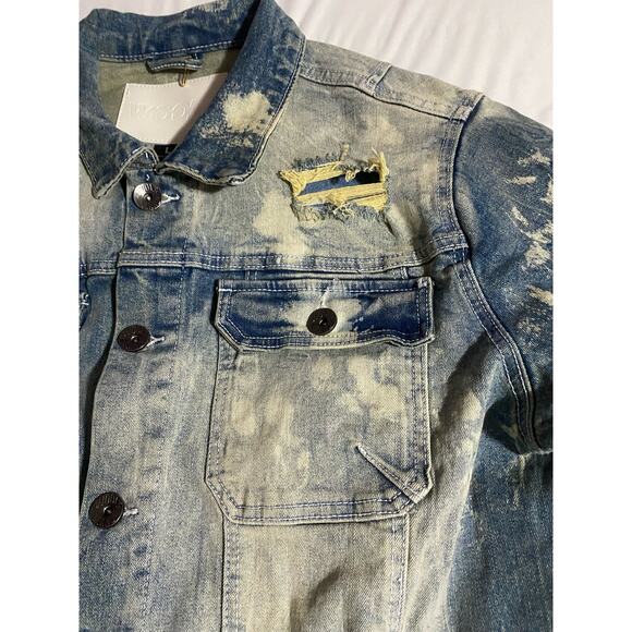 NWOT Mens Woolf Distressed Denim Jacket - Size L - Picture 4 of 8